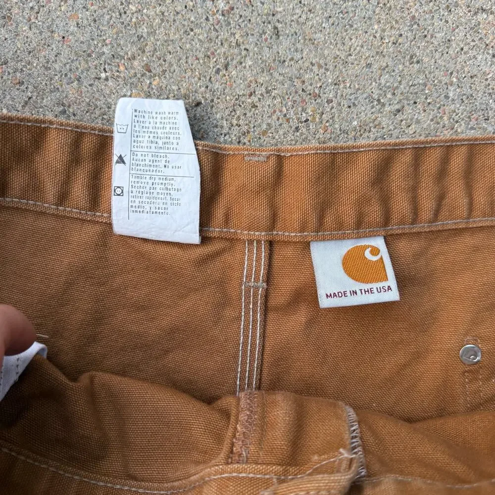 Carhartt Double Knee Loose Original Fit B01 BRN 42x32 Brown Tan Duck USA